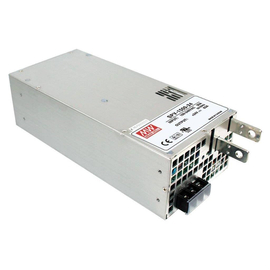 MEAN WELL SPV-1500-12 AC-DC Enclosed power supply; Output 12Vdc at 125A; forced air cooling; Programmable output 20-110%; SPV-1500-12 is succeeded by RSP-1600-12.