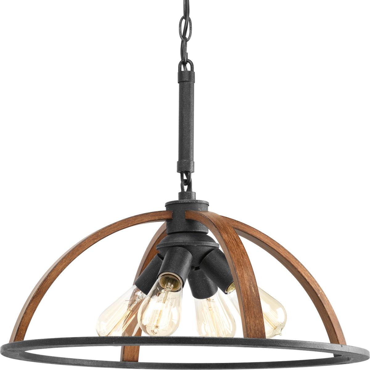 Hubbell P5168-71 Fixtures within the Trestle collection offer a handsome look for industrial or rustic living spaces. Featuring a hand painted cage with geometric elements, pendant and linear options can revive a look over kitchen island or bar, as well as dining and livi