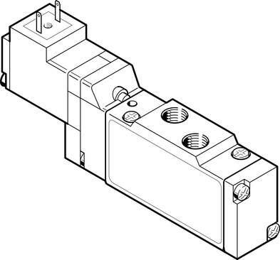 Festo 173129 solenoid valve MEH-5/2-1/8-P-B Midi Pneumatic, with solenoid coil and manual override, without socket. Valve function: 5/2 monostable, Type of actuation: electrical, Width: 17,8 mm, Standard nominal flow rate: 600 l/min, Operating pressure: 2,5 - 8 bar