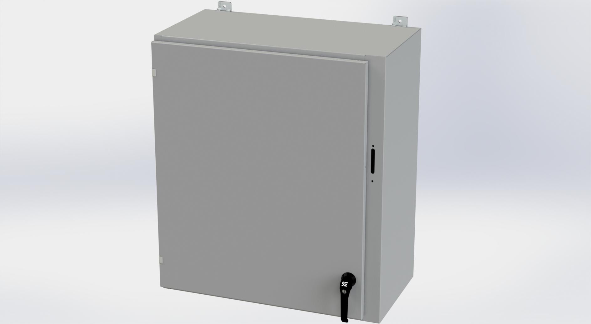 Saginaw Control SCE-36SA3216LPPL Obselete Use SCE-36XEL3116LP, Height:36.00", Width:31.38", Depth:16.00", ANSI-61 gray powder coating inside and out. Optional sub-panels are powder coated white.
