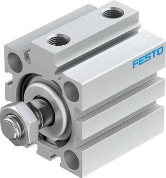 Festo 188222 short-stroke cylinder ADVC-32-20-A-P No facility for sensing, piston-rod end with male thread. Stroke: 20 mm, Piston diameter: 32 mm, Based on the standard: (* ISO 6431, * Hole pattern, * VDMA 24562), Cushioning: P: Flexible cushioning rings/plates at bot