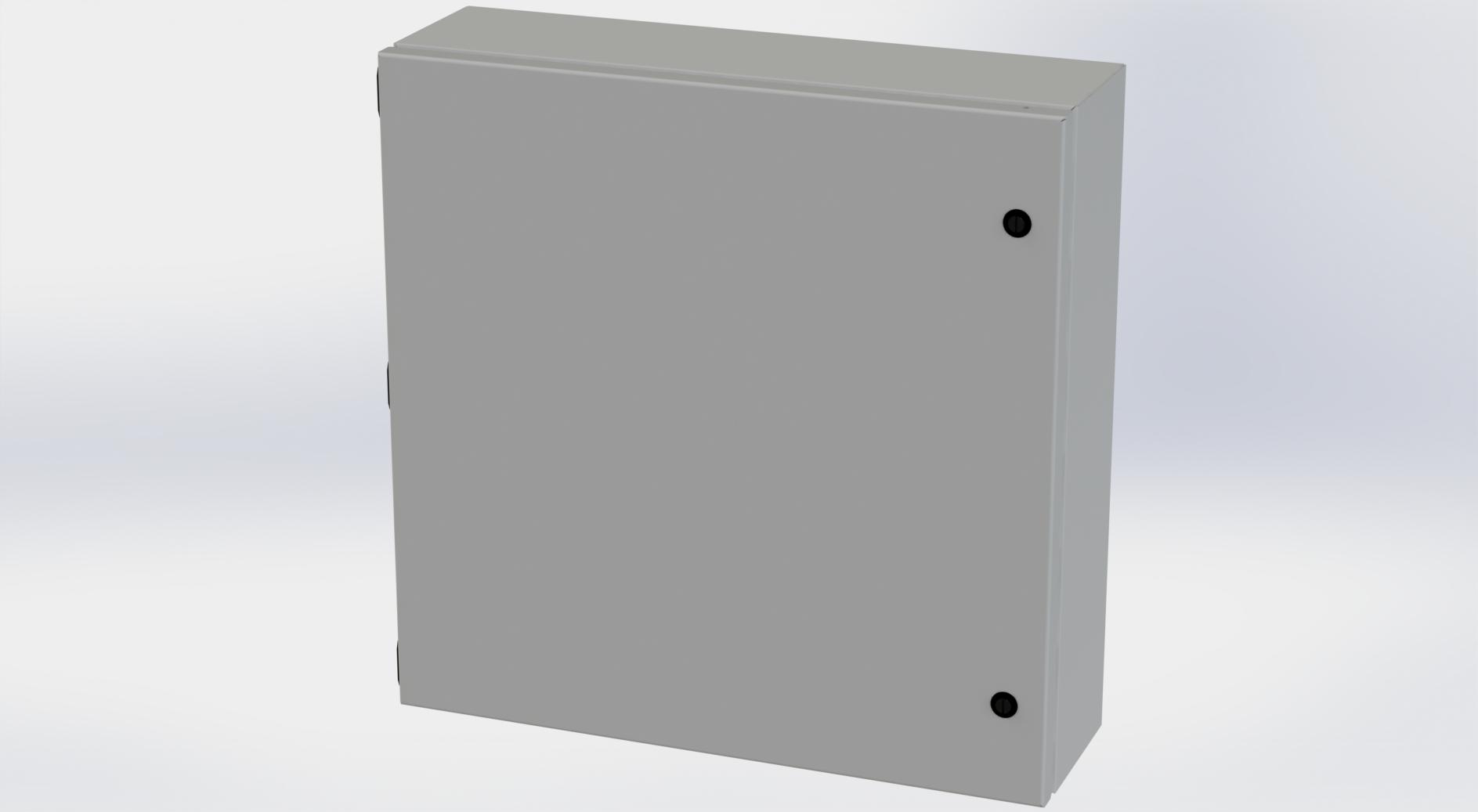 Saginaw Control SCE-20206ELJ ELJ Enclosure, Height:20.00", Width:20.00", Depth:6.00", ANSI-61 gray powder coating inside and out. Optional sub-panels are powder coated white.