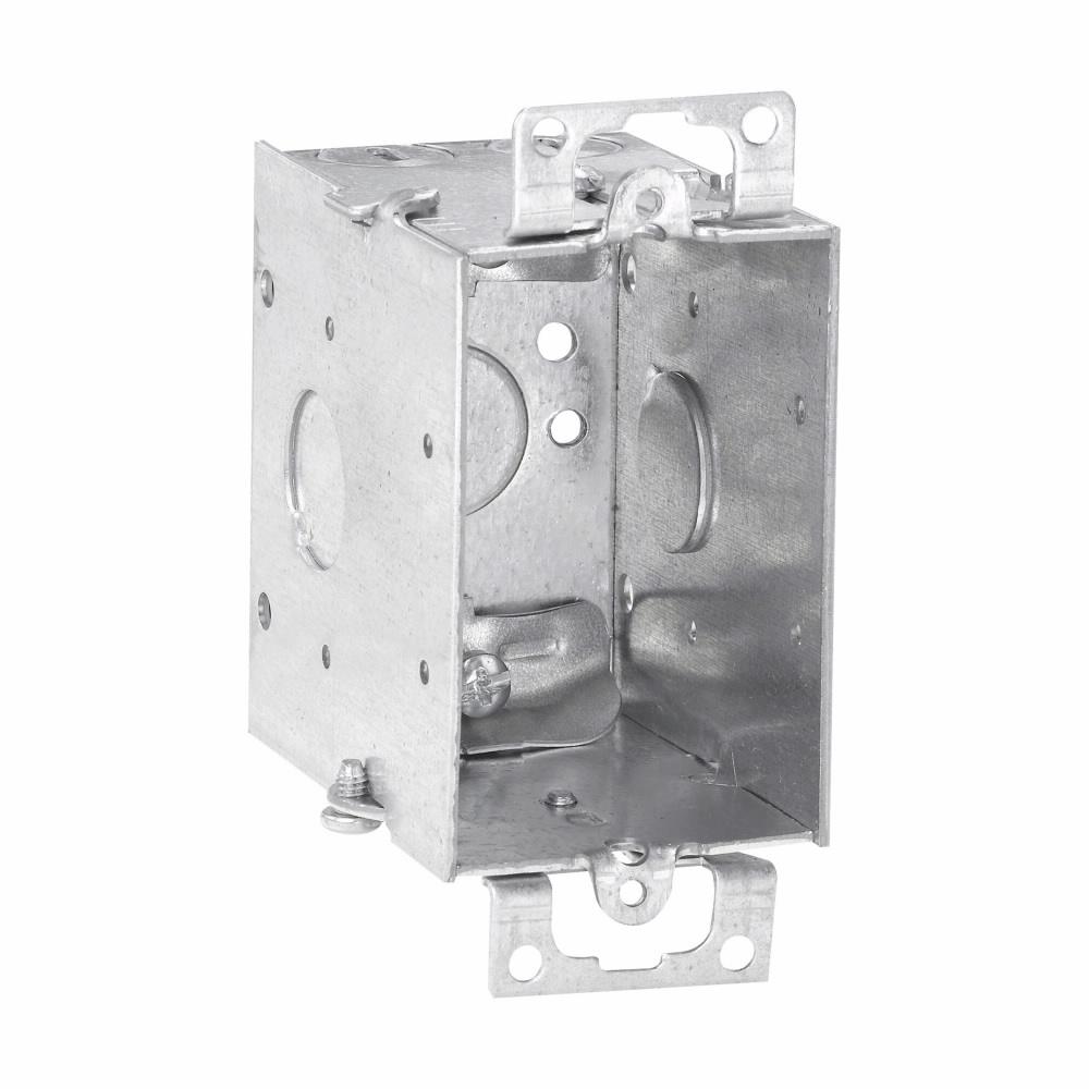 Eaton TP662 Eaton Crouse-Hinds series Switch Box, (1) 1/2", 2, NM clamps, 2-3/4", 2-cable, Steel, (1) 1/2", Ears, Gangable, 14.0 cubic inch capacity