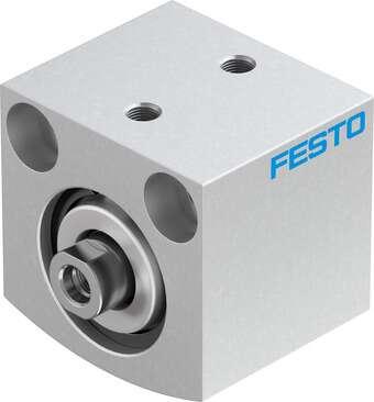 Festo 188178 short-stroke cylinder ADVC-25-10-I-P No facility for sensing, piston-rod end with female thread. Stroke: 10 mm, Piston diameter: 25 mm, Cushioning: P: Flexible cushioning rings/plates at both ends, Assembly position: Any, Mode of operation: double-acting