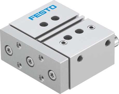 Festo 170931 guided drive DFM-32-30-P-A-KF With integrated guide. Centre of gravity distance from working load to yoke plate: 50 mm, Stroke: 30 mm, Piston diameter: 32 mm, Operating mode of drive unit: Yoke, Cushioning: P: Flexible cushioning rings/plates at both ends