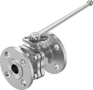 Festo 8097469 ball valve VZBF-1-P1-20-D-2-F0405-M-V15V15 Design structure: 2-way ball valve, Type of actuation: mechanical, Sealing principle: soft, Assembly position: Any, Mounting type: Line installation