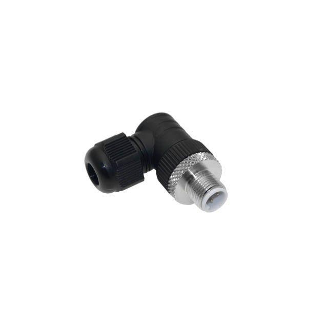 Mencom MDE45-4MP-FW09-R Ethernet, Field Wireable, 4 Pole, M12 D-Coded Male Right Angle, PG09 4-8mm
