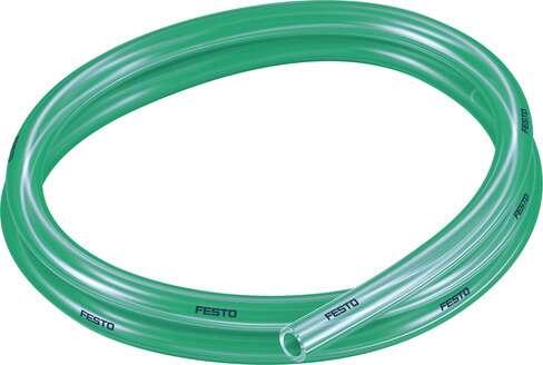 Festo 8048717 plastic tubing PUN-H-12X2-TGN Approved for use in food processing (hydrolysis resistant) Outside diameter: 12 mm, Bending radius relevant for flow rate: 62 mm, Inside diameter: 8 mm, Min. bending radius: 33 mm, Tubing characteristics: Suitable for energy 