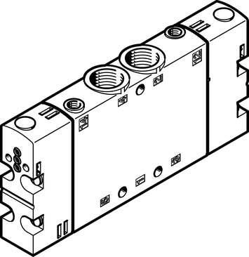 Festo 550156 basic valve CPE18-P1-5JS-1/4 Very compact assembly, with CNOMO interface. Valve function: 5/2 bistable, Type of actuation: Via pilot interface to ISO 15218, Width: 18 mm, Standard nominal flow rate: 1500 l/min, Operating pressure: -0,9 - 10 bar