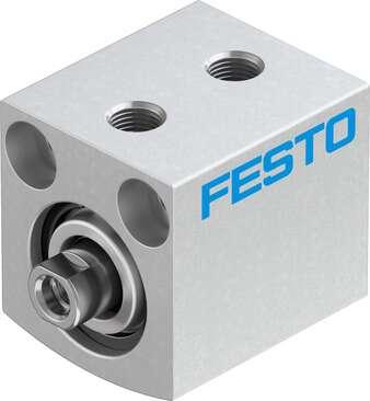 Festo 188090 short-stroke cylinder ADVC-12-5-I-P No facility for sensing, piston-rod end with female thread. Stroke: 5 mm, Piston diameter: 12 mm, Cushioning: P: Flexible cushioning rings/plates at both ends, Assembly position: Any, Mode of operation: double-acting