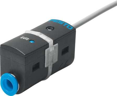 Festo 567470 pressure sensor SDE5-V1-NF-Q6E-V-K For vacuum, with cable. Authorisation: (* RCM Mark, * c UL us - Recognized (OL)), CE mark (see declaration of conformity): (* to EU directive for EMC, * in accordance with EU RoHS directive), KC mark: KC-EMV, Materials n