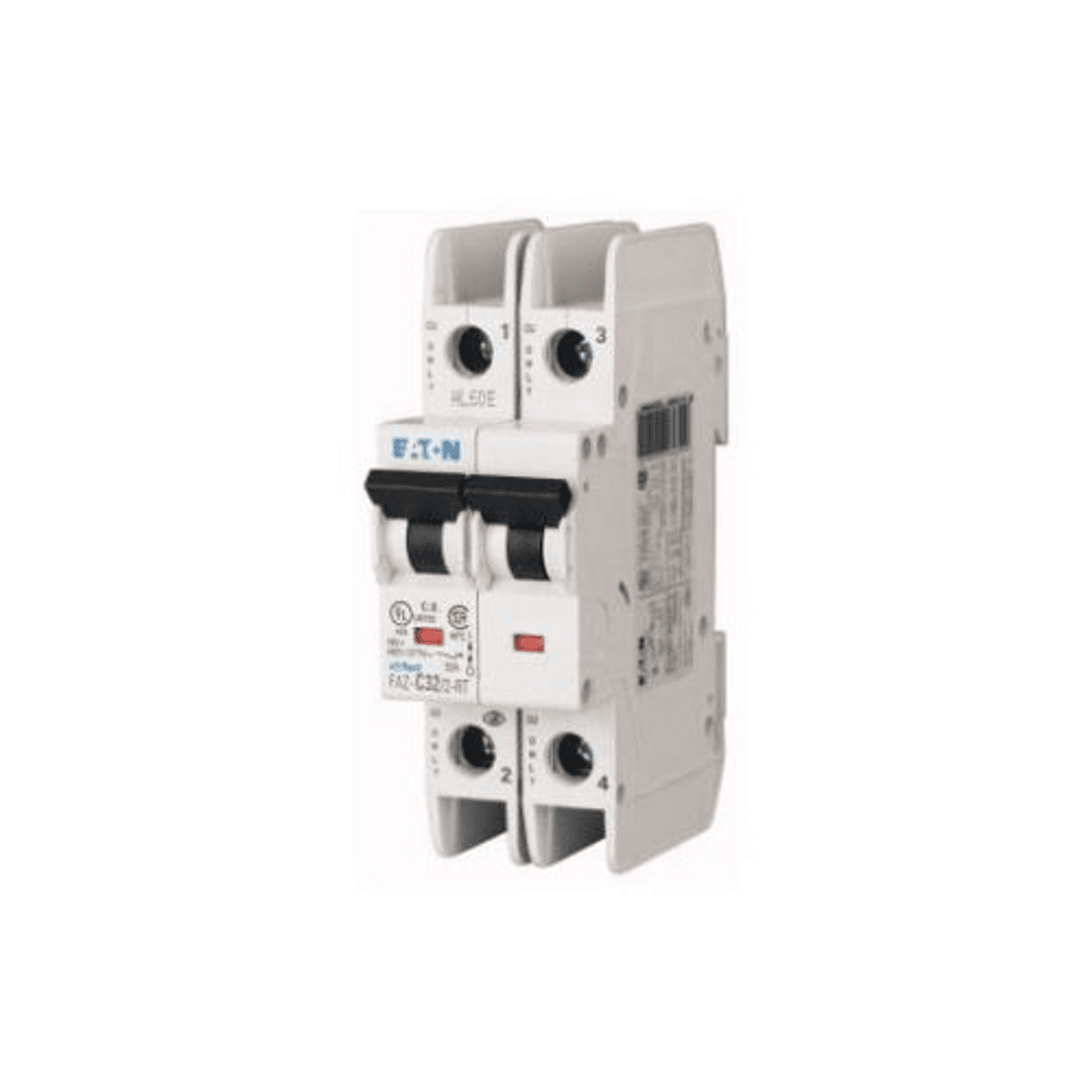Eaton FAZ-D5/2-RT 277/480 VAC 50/60 Hz, 5 A, 2-Pole, 10/14 kA, 10 to 20 x Rated Current, Ring Tongue Terminal, DIN Rail Mount, Standard Packaging, D-Curve, Current Limiting, Thermal Magnetic