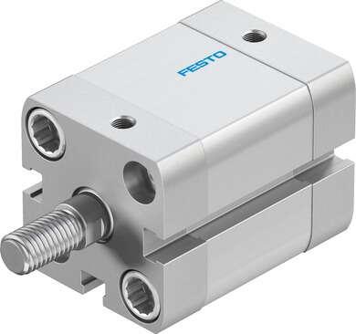 Festo 536253 compact cylinder ADN-25-15-A-P-A Per ISO 21287, with position sensing and external piston rod thread Stroke: 15 mm, Piston diameter: 25 mm, Piston rod thread: M8, Cushioning: P: Flexible cushioning rings/plates at both ends, Assembly position: Any
