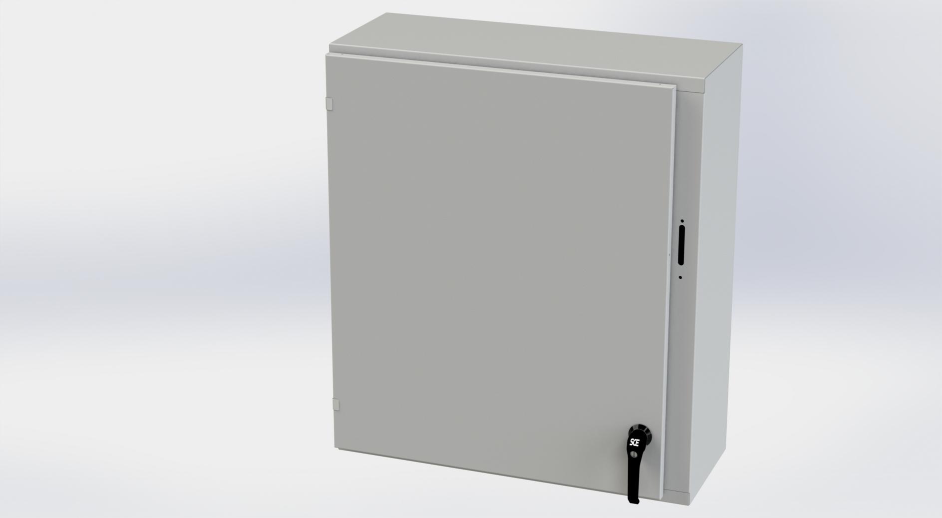 Saginaw Control SCE-36XEL3112LPLG XEL LP Enclosure, Height:36.00", Width:31.38", Depth:12.00", RAL 7035 gray powder coating inside and out. Optional sub-panels are powder coated white.