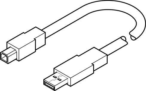 Festo 1501332 programming cable NEBC-U1G4-K-1.8-N-U2G4 Assembly position: Any, Electrical connection 1: Straight plug, USB 2.0 type A, 4-pin, Electrical connection 2: Straight plug, USB 2.0 type B, 4-pin, Cable length: 1,8 m, CE mark (see declaration of conformity): in