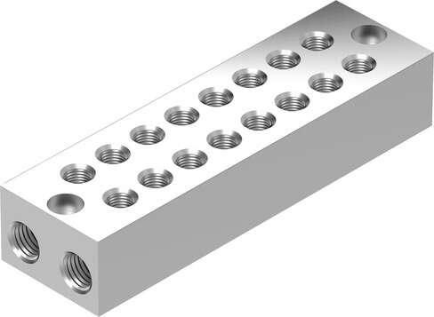 Festo 8049143 supply manifold OABM-P-G3-10-8 No. of device positions: 8, Corrosion resistance classification CRC: 2 - Moderate corrosion stress, Max. tightening torque: 3,3 Nm, Min. tightening torque: 0,3 Nm, Product weight: 118,6 g