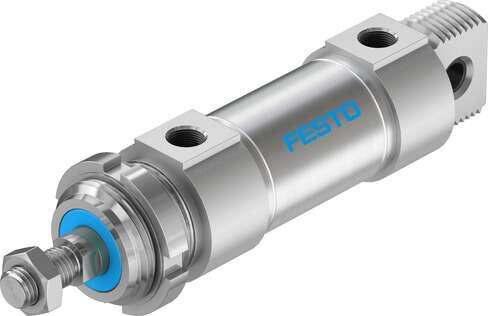Festo 195990 round cylinder DSNU-40-25-P-A For position sensing, with elastic cushioning rings in end positions. Various mounting options, with or without additional mounting components. Stroke: 25 mm, Piston diameter: 40 mm, Piston rod thread: M12x1,25, Cushioning: P