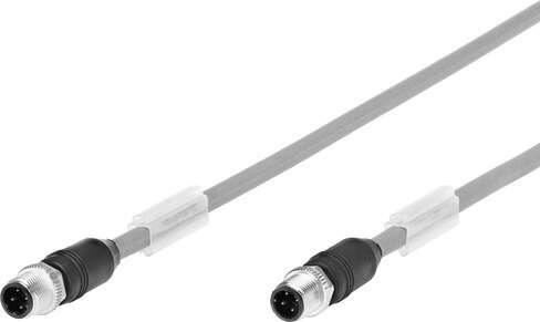 Festo 8040450 connecting cable NEBC-D12G4-ES-10-S-D12G4-ET Conforms to standard: EN 61076-2-101, Electrical connection 1: Straight plug, M12x1, 4-pin, D-coded, Electrical connection 2: Straight plug, M12x1, 4-pin, D-coded, Operating voltage range DC: 0 - 30 V, Acceptab