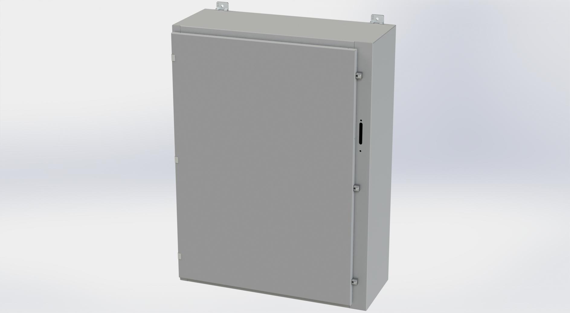 Saginaw Control SCE-42HS3112LP HS LP Enclosure, Height:42.00", Width:31.38", Depth:12.00", ANSI-61 gray powder coating inside and out. Optional sub-panels are powder coated white.
