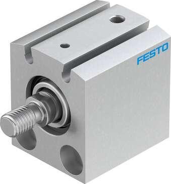 Festo 188134 short-stroke cylinder AEVC-20-5-A-P-A For proximity sensing, piston-rod end with male thread. Stroke: 5 mm, Piston diameter: 20 mm, Spring return force, retracted: 10 N, Cushioning: P: Flexible cushioning rings/plates at both ends, Assembly position: Any