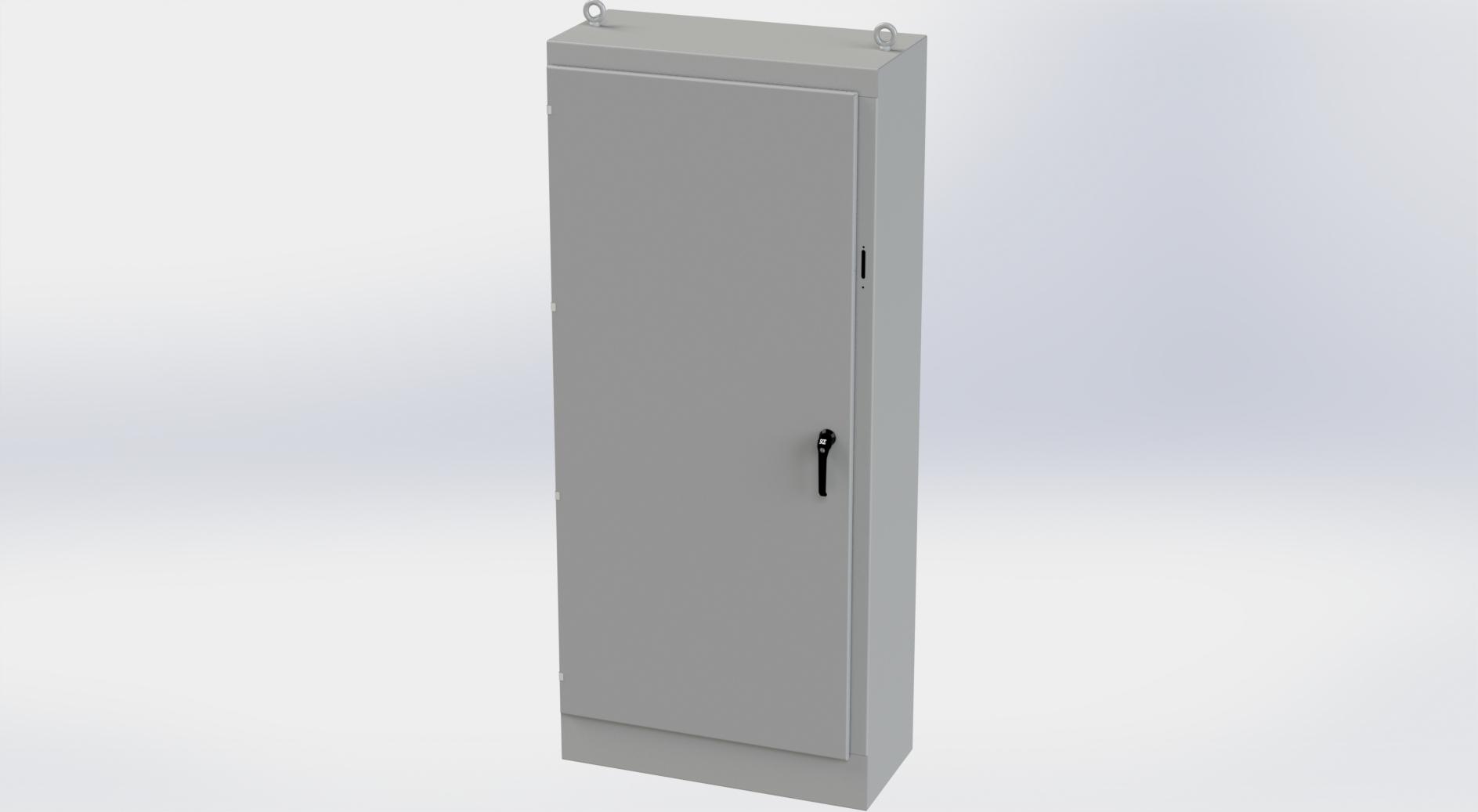 Saginaw Control SCE-90XM4018 1DR XM Enclosure, Height:90.00", Width:39.50", Depth:18.00", ANSI-61 gray powder coating inside and out. Sub-panels are powder coated white.  