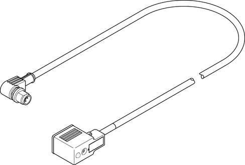 Festo 3579464 connecting cable NEBV-B2W3-K-0.6-N-M12W3 Authorisation: c CSA us (OL), Cable identification: Without inscription label holder, Product weight: 100 g, Electrical connection 1, function: Field device side, Electrical connection 1, design: Angular