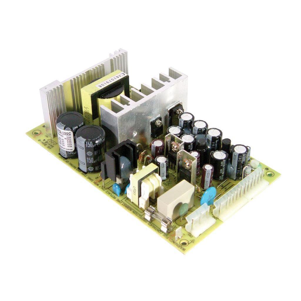 MEAN WELL PQ-100D AC-DC Quad output open frame power supply; Output 5Vdc at 5A +12Vdc at 4.5A +24Vdc at 2A -12Vdc at 1A; PQ-100D is succeeded by QP-150-3D.