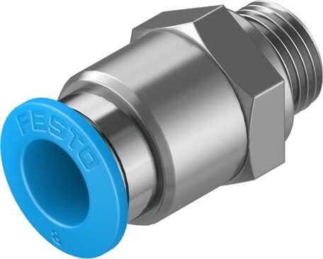 Festo 186098 push-in fitting QS-G1/8-8 male thread with external hexagon. Size: Standard, Nominal size: 6 mm, Type of seal on screw-in stud: Sealing ring, Assembly position: Any, Container size: 10