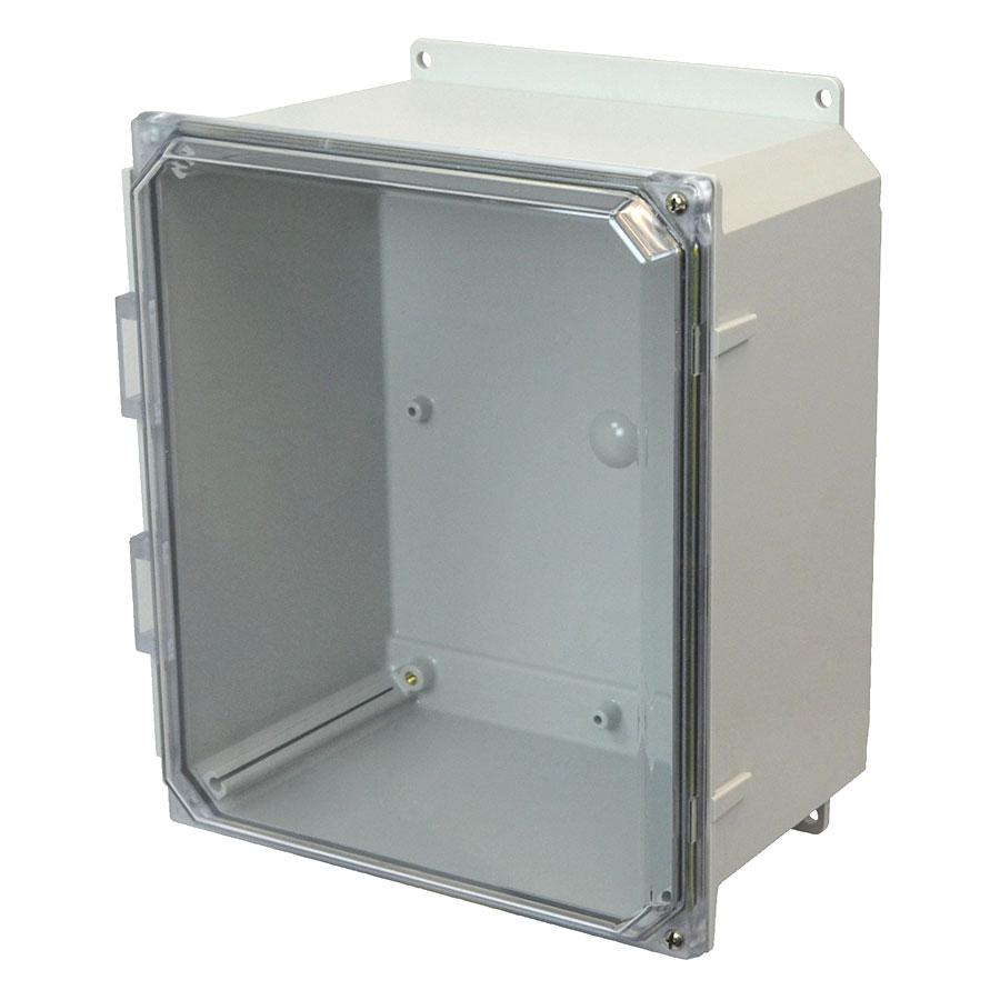 Allied Moulded Products AMP1426CCHF 14″x12″x6″ POLYLINE® polycarbonate wall mount enclosure assembly with 2-screw hinged clear cover
