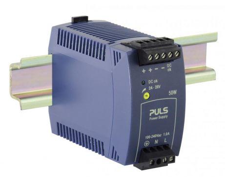 Puls ML50.111 Power Supply, 50W, 100-240VAC  1PH, 24-28VDC, 2.1-1.8A with Screw Terminals