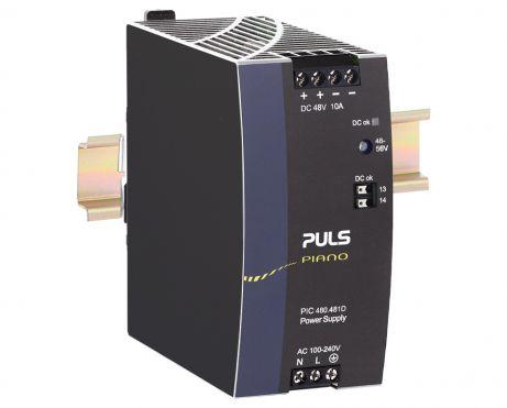 Puls PIC480.481D Power Supply, 480W, AC 100-240V input, 1 phase, 48-56Vdc output, 10A, DC-OK relay contact