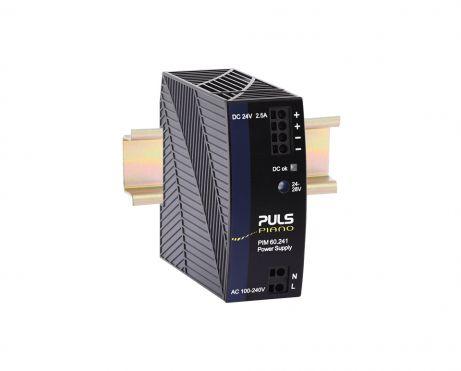 Puls PIM60.241 Power Supply, 60W, AC 100-240V input, 1 phase, 24-28Vdc output, 2.5A, push-in terminals