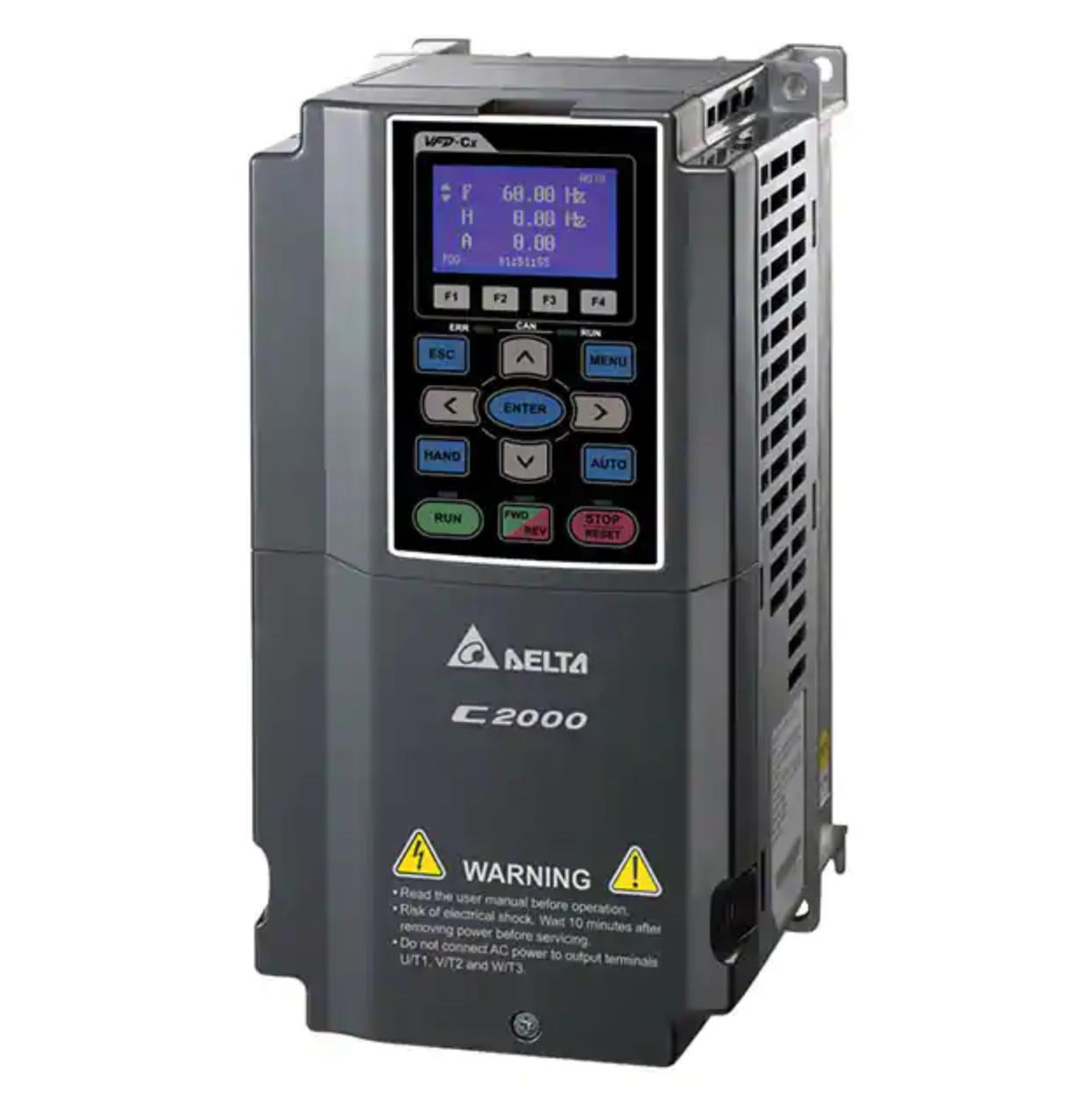 Delta VFD037C43A-21 Variable Frequency Drive, 3 phase, 460 VAC Input, 5 HP, frame A, wall mount, IP20, NEMA 1