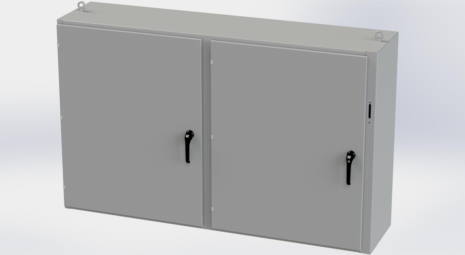 Saginaw Control SCE-48X2D7818 2DR Disc. Enclosure, Height:48.00", Width:77.75", Depth:18.00", ANSI-61 gray powder coating inside and out. Optional sub-panels are powder coated white.