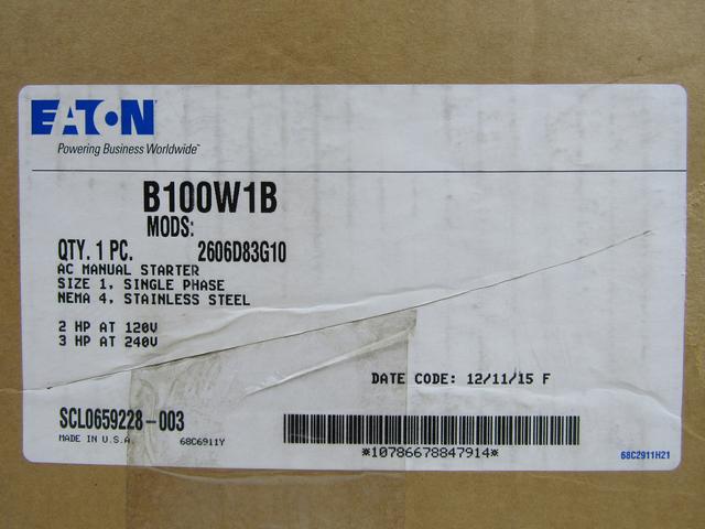 B100W1B Part Image. Manufactured by Eaton.