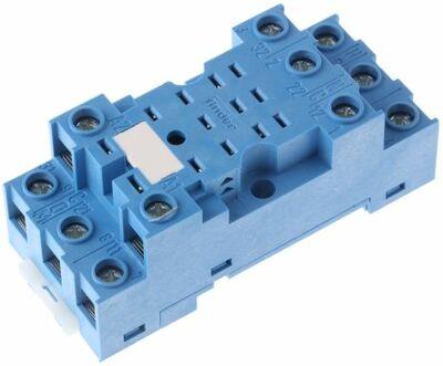 Finder 94.73SMA Plug-in socket with metallic retaining / release clip - Finder - Rated current 10A - Screw-clamp connections - DIN rail / Panel mounting - Blue color - IP20