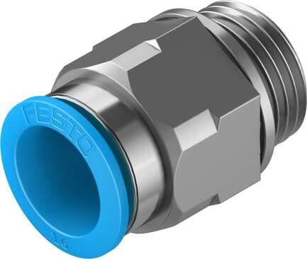 Festo 132047 push-in fitting QS-G1/2-16-20 male thread with external hexagon. Size: Standard, Nominal size: 13 mm, Type of seal on screw-in stud: Sealing ring, Assembly position: Any, Container size: 20
