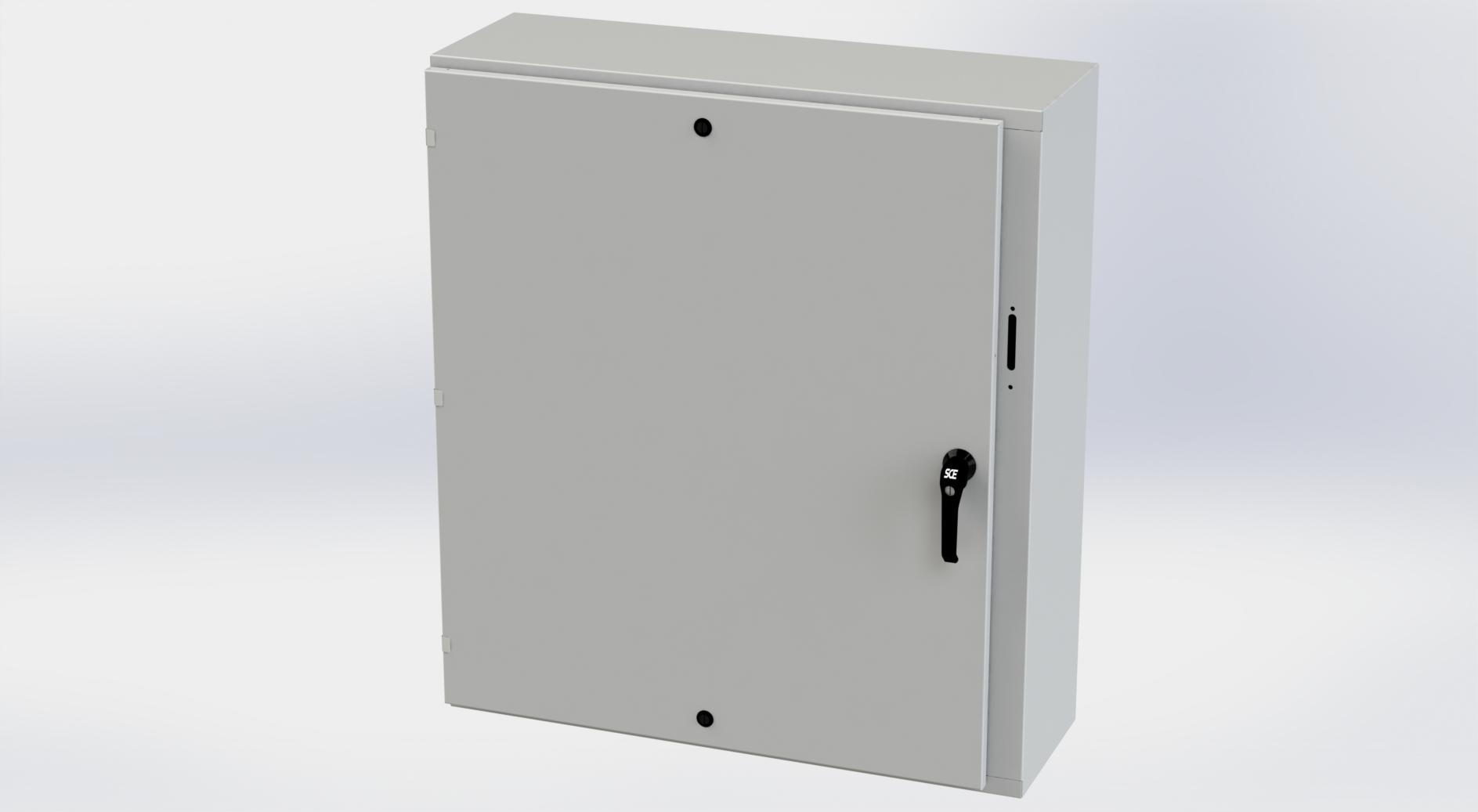 Saginaw Control SCE-42XEL3712LPLG XEL LP Enclosure, Height:42.00", Width:37.38", Depth:12.00", RAL 7035 gray powder coating inside and out. Optional sub-panels are powder coated white.