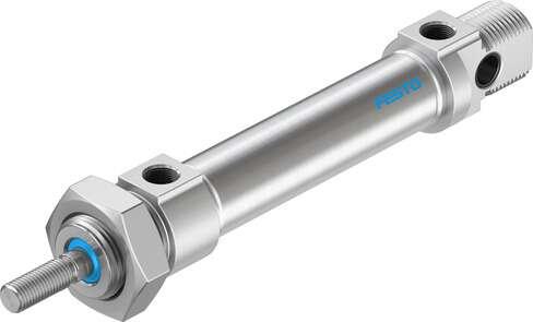 Festo 19210 standards-based cylinder DSNU-20-50-P-A Based on DIN ISO 6432, for proximity sensing. Various mounting options, with or without additional mounting components. With elastic cushioning rings in the end positions. Stroke: 50 mm, Piston diameter: 20 mm, Pist