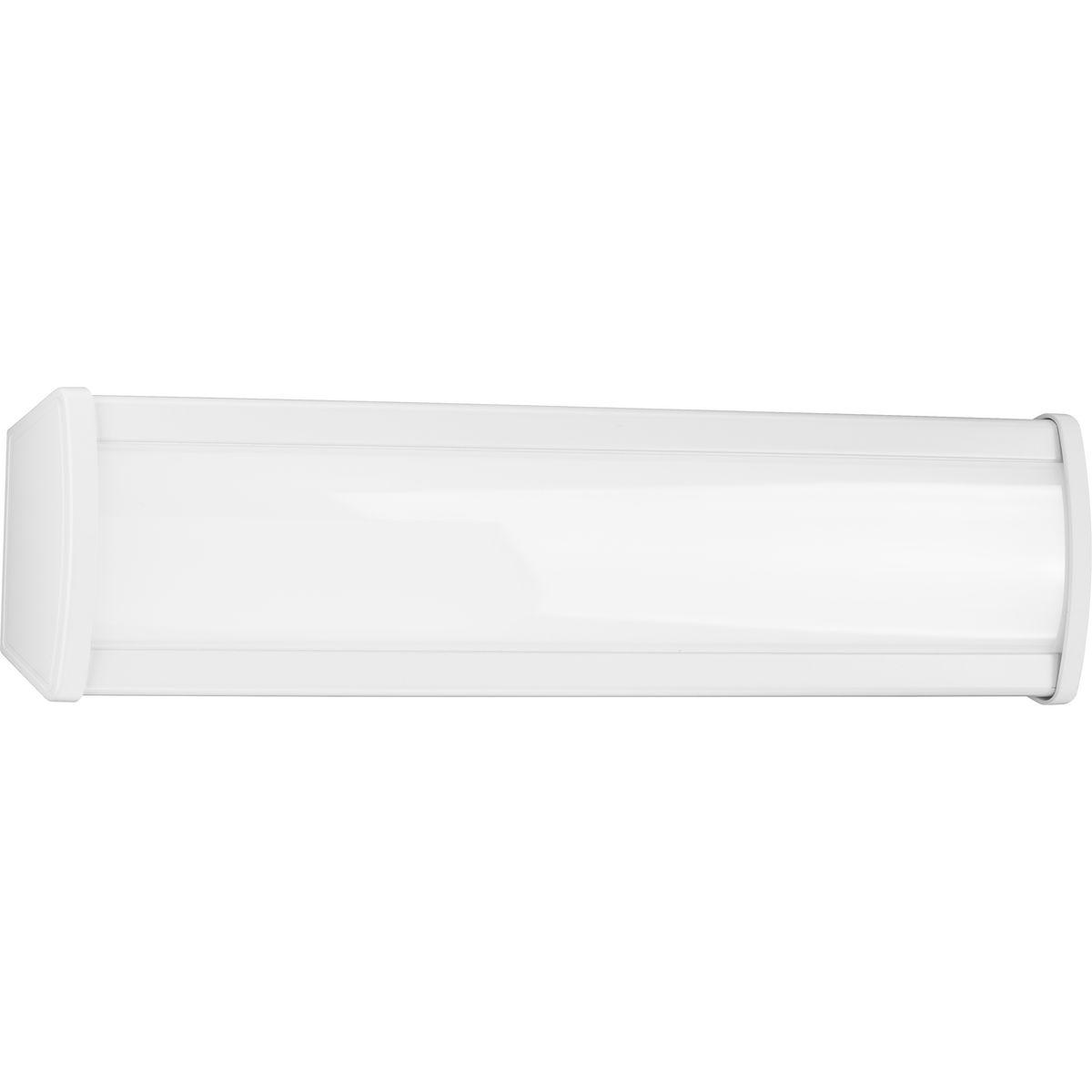 Hubbell P730011-030-30 The Wrap and Strip Collection's Two-Foot LED Wrap Light features a crisp white acrylic diffuser shaped into an elegant elongated tubular silhouette. The light fixture is complemented by white end caps and a white metal chassis. The wrap light can be mount
