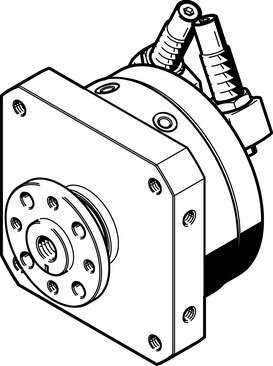 Festo 552082 semi-rotary drive DSM-63-270-CC-FW-A-B with flanged shaft, shock absorbers at both ends and position sensing Size: 63, Cushioning angle: 17,5 deg, Rotation angle adjustment range: 0 - 240 deg, Swivel angle: 0 - 240 deg, Cushioning: CC: Shock absorber at b