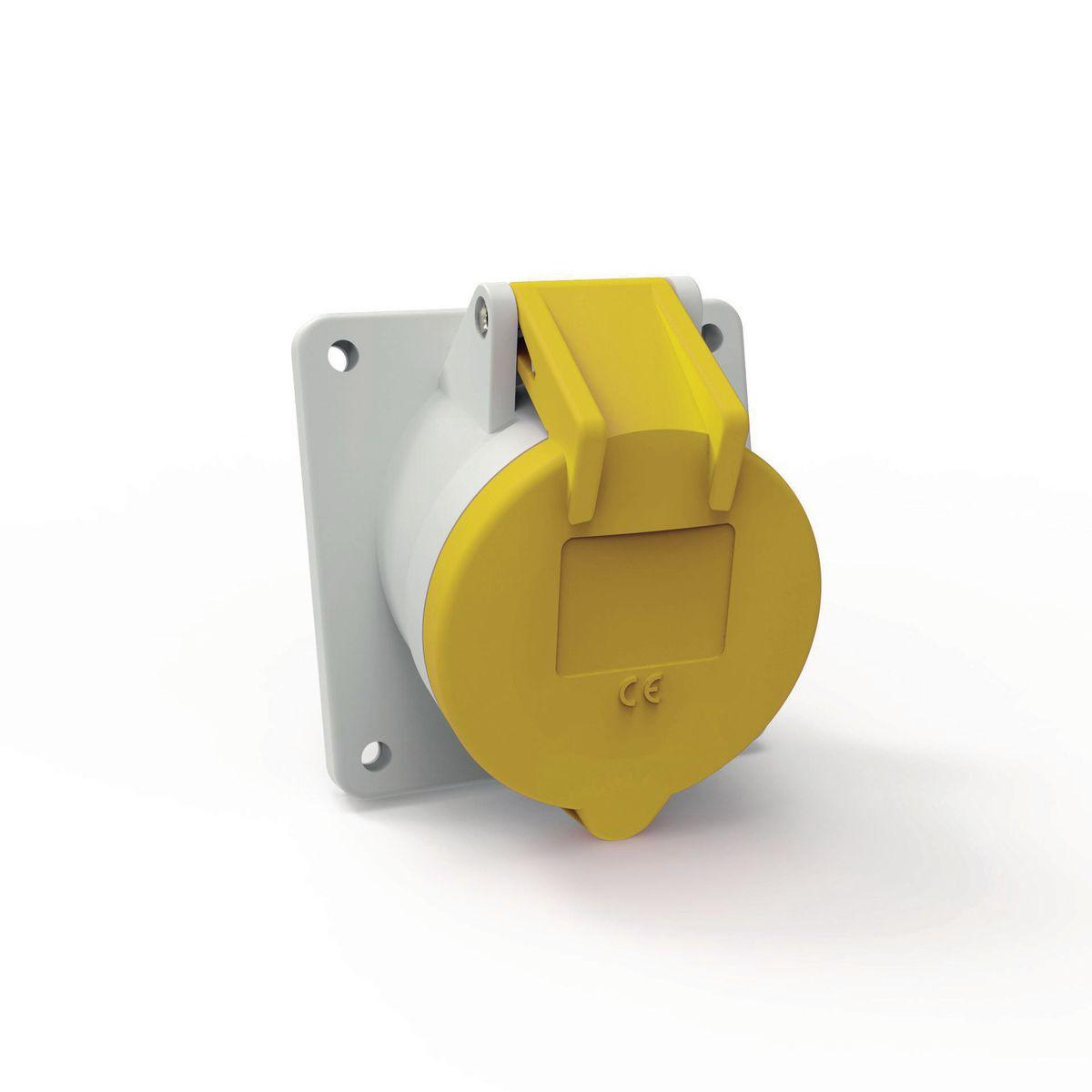 Hubbell C330R4SA Heavy Duty Products, IEC Pin and Sleeve Devices, Hubbell-PRO, Female, Receptacle, 30 A 125 VAC, 2-POLE 3-WIRE, Yellow, Splash Proof  ; IP44 environmental ratings ; Impact and corrosion resistant insulated non-metallic housing ; Sequential contact engageme