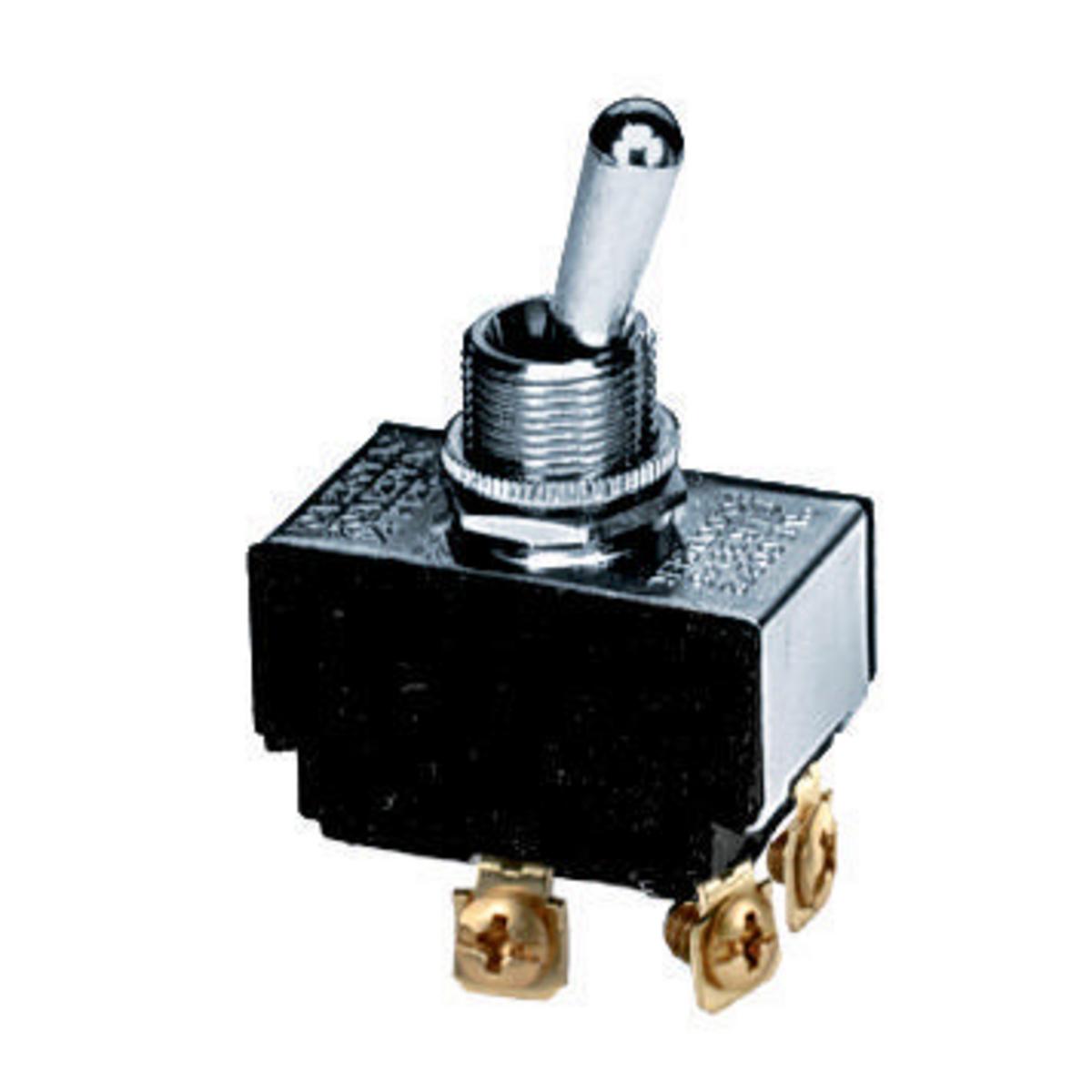 Hubbell HBL21 Switches and Lighting Controls, Commercial Grade, Panel Mount and Specialty Switches, Bat Handle Switches, Double Pole Single Throw 10A 250V/10A 125V, Screw Terminals,  ; Nickel Plated for Corrosion Resistance ; 