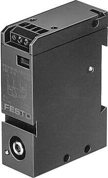 Festo 152619 vacuum switch VPEV-W-KL-LED-GH For mounting on G or H rail. Authorisation: RCM Mark, CE mark (see declaration of conformity): to EU directive for EMC, Materials note: (* Contains PWIS substances, * Conforms to RoHS), Measured variable: Relative pressure, 