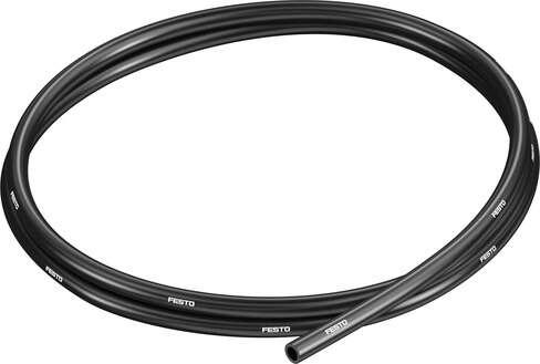 Festo 197391 plastic tubing PUN-H-6X1-SW Approved for use in food processing (hydrolysis resistant) Outside diameter: 6 mm, Bending radius relevant for flow rate: 26 mm, Inside diameter: 4 mm, Min. bending radius: 10 mm, Tubing characteristics: Suitable for energy cha