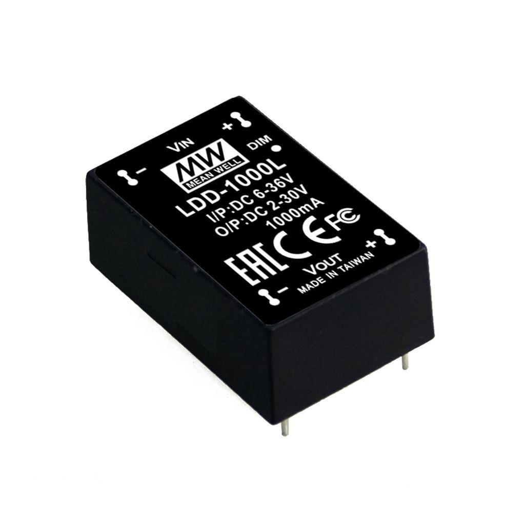 MEAN WELL LDD-1500L DC-DC Step down LED driver Constant Current (CC); Input 6-36Vdc; Output 1.5A at 2-30Vdc; PCB through hole; PWM + analog dimming and remote ON/OFF