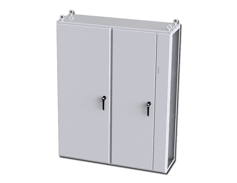 Saginaw Control SCE-TD201605LG 2DR IMS Disc. Enclosure, Height:78.74", Width:62.99", Depth:18.00", Powder coated RAL 7035 gray inside and out.