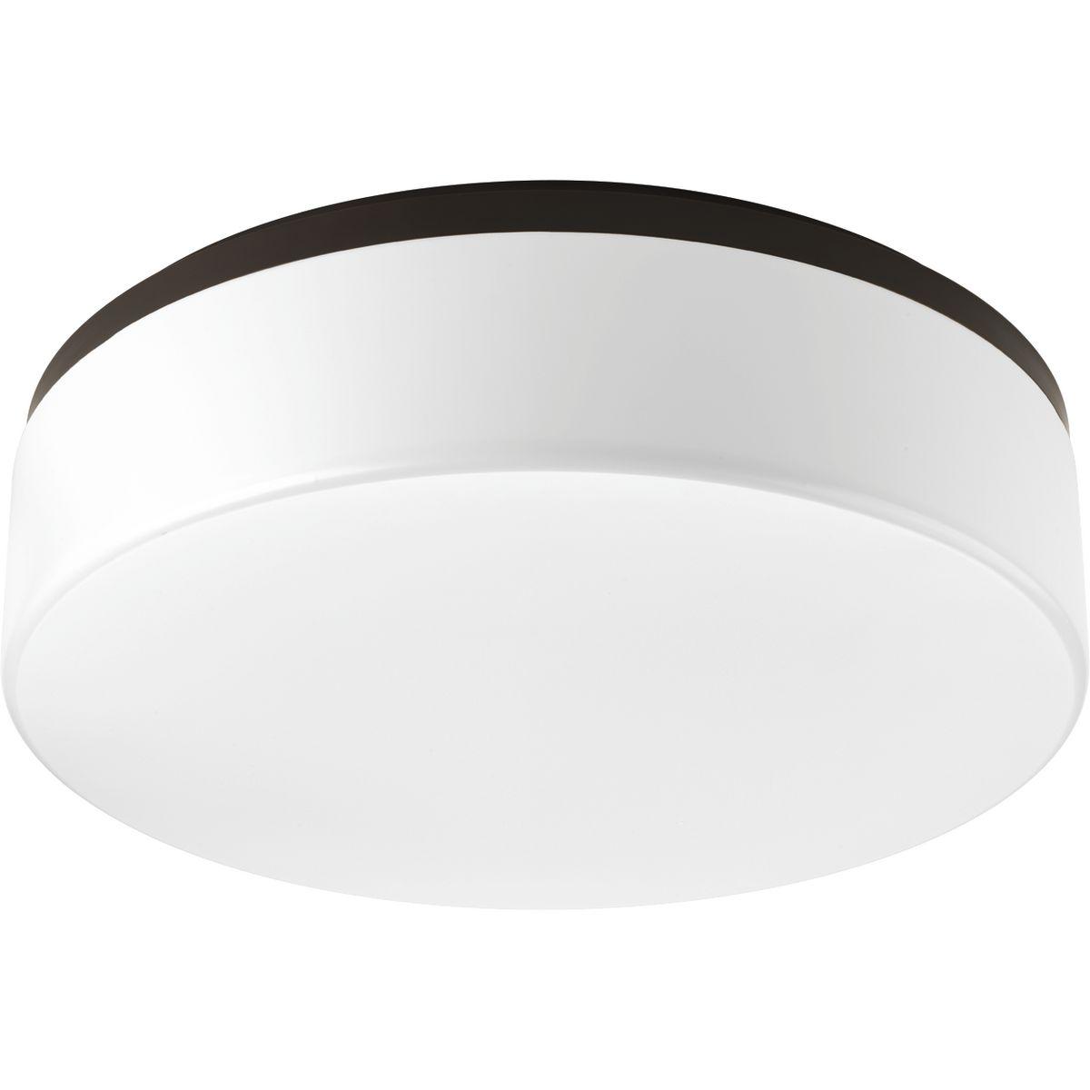 Hubbell P350078-020-30 18" LED flush mount with etched white opal acrylic diffuser with a clean modern look. 3000K color temperature and 90+ CRI. Acrylic bowl is attached with a twist and lock action for ease of installation. This fixture can be mounted on ceiling or wall. ENER