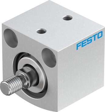 Festo 188188 short-stroke cylinder ADVC-25-10-A-P No facility for sensing, piston-rod end with male thread. Stroke: 10 mm, Piston diameter: 25 mm, Cushioning: P: Flexible cushioning rings/plates at both ends, Assembly position: Any, Mode of operation: double-acting