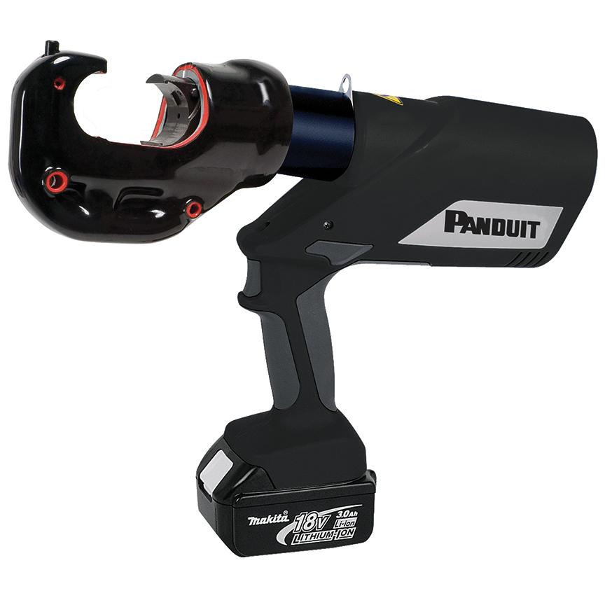 Panduit CT-2931/STCV Die-type, Litium-Ion Battery Powered Hydraulic, 12-Ton, Pistol grip, Rubber Covered Head, Crimping Tool